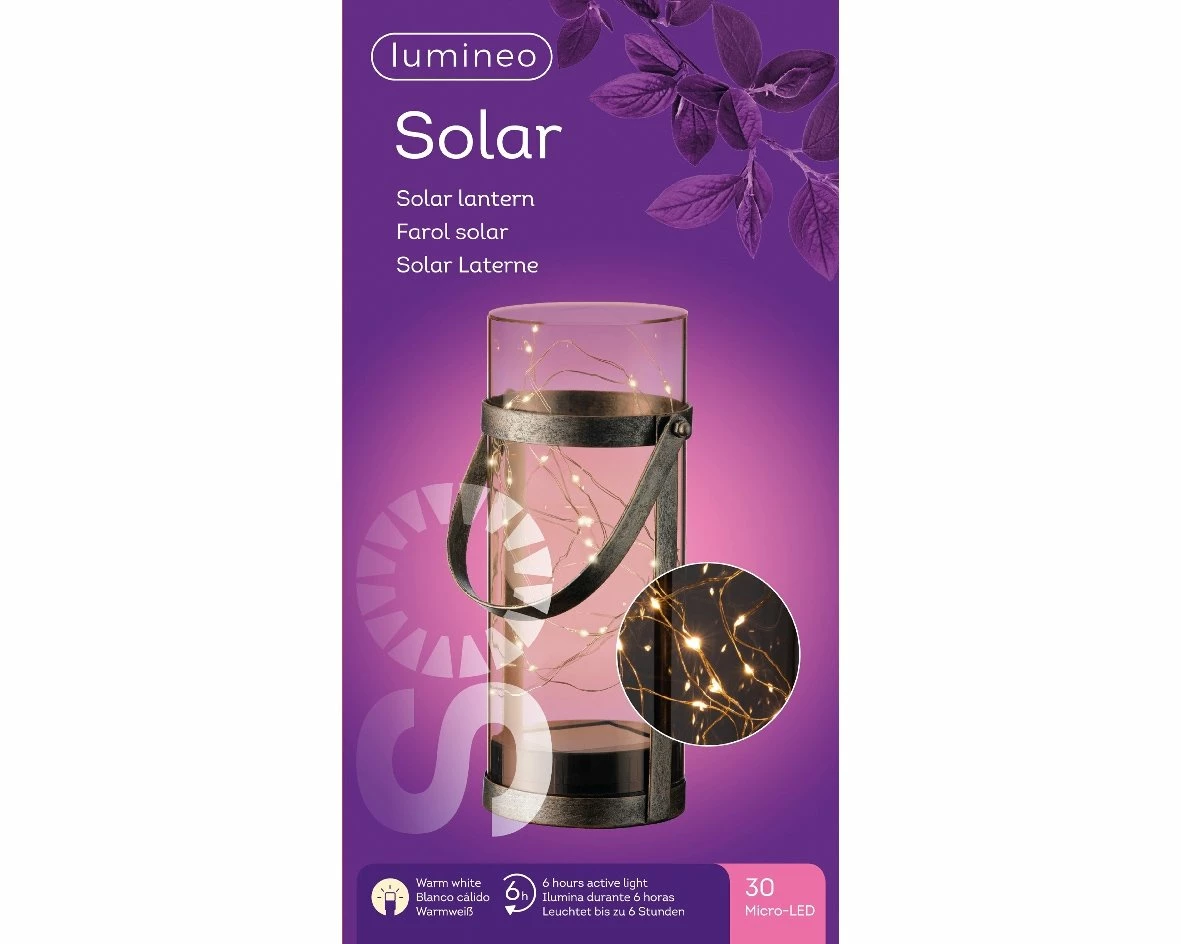Lumineo Solar Lantaarn Acryl 30 Lamps - Ø 10 Cm 5 Lumineo Solar Lantaarn Acryl 30 Lamps - Ø 10 Cm - Afbeelding 3