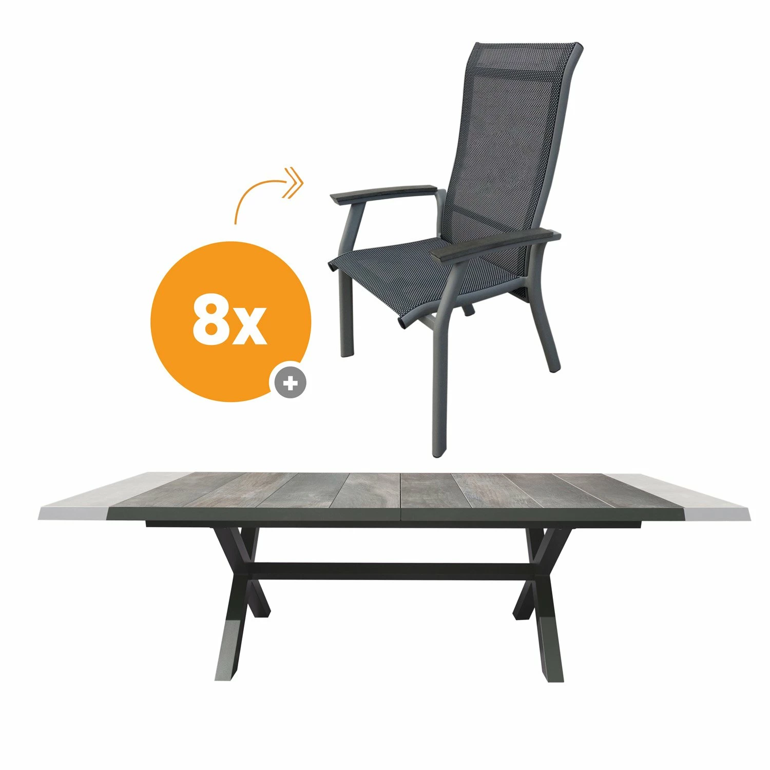 Royal Seasons SEVILLA Uitschuifbare Dining Set Met 8 Stoelen 3 Royal Seasons SEVILLA Uitschuifbare Dining Set Met 8 Stoelen